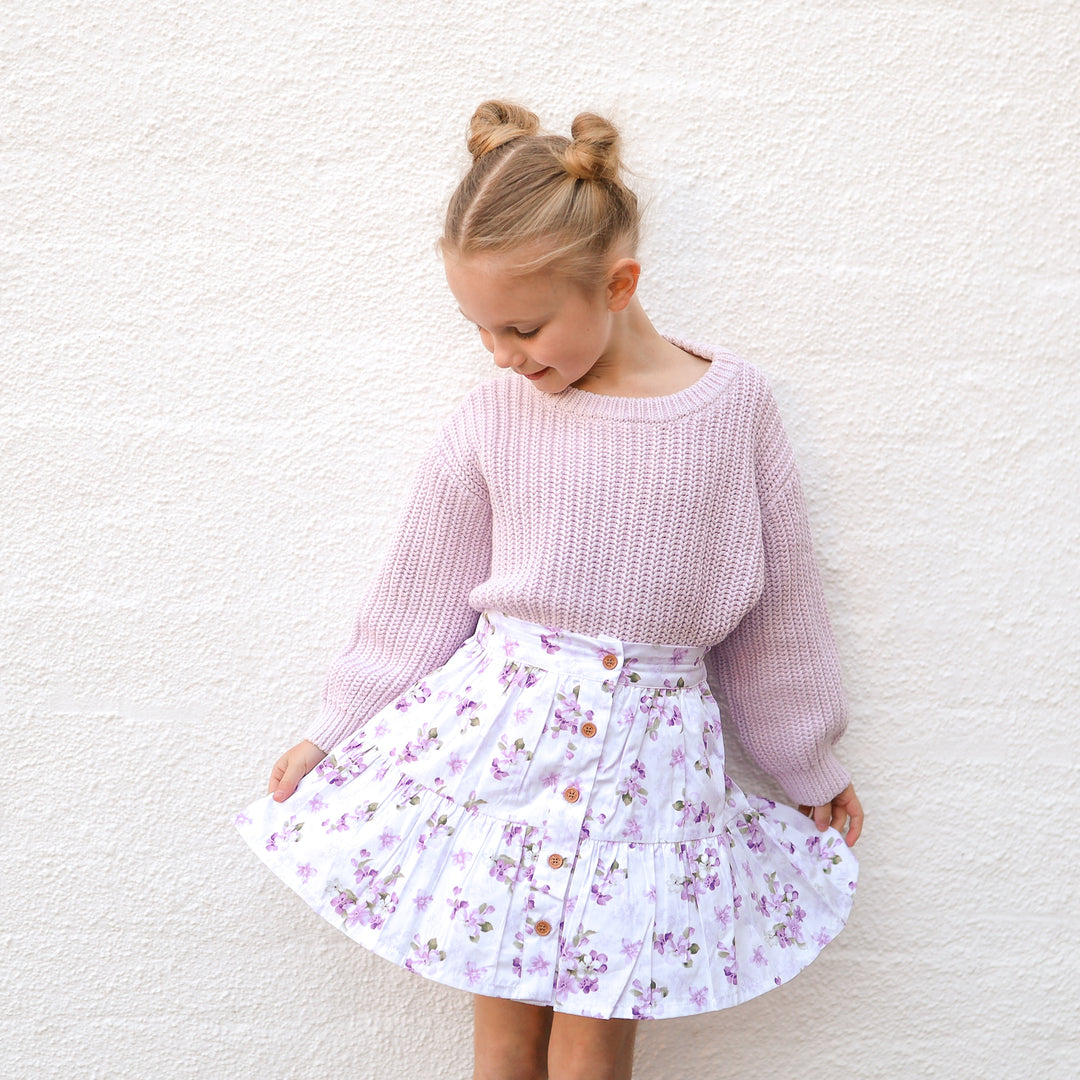 Girls floral skirt with buttons