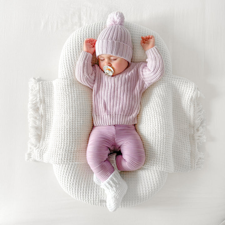 Baby lilac knitted beanie