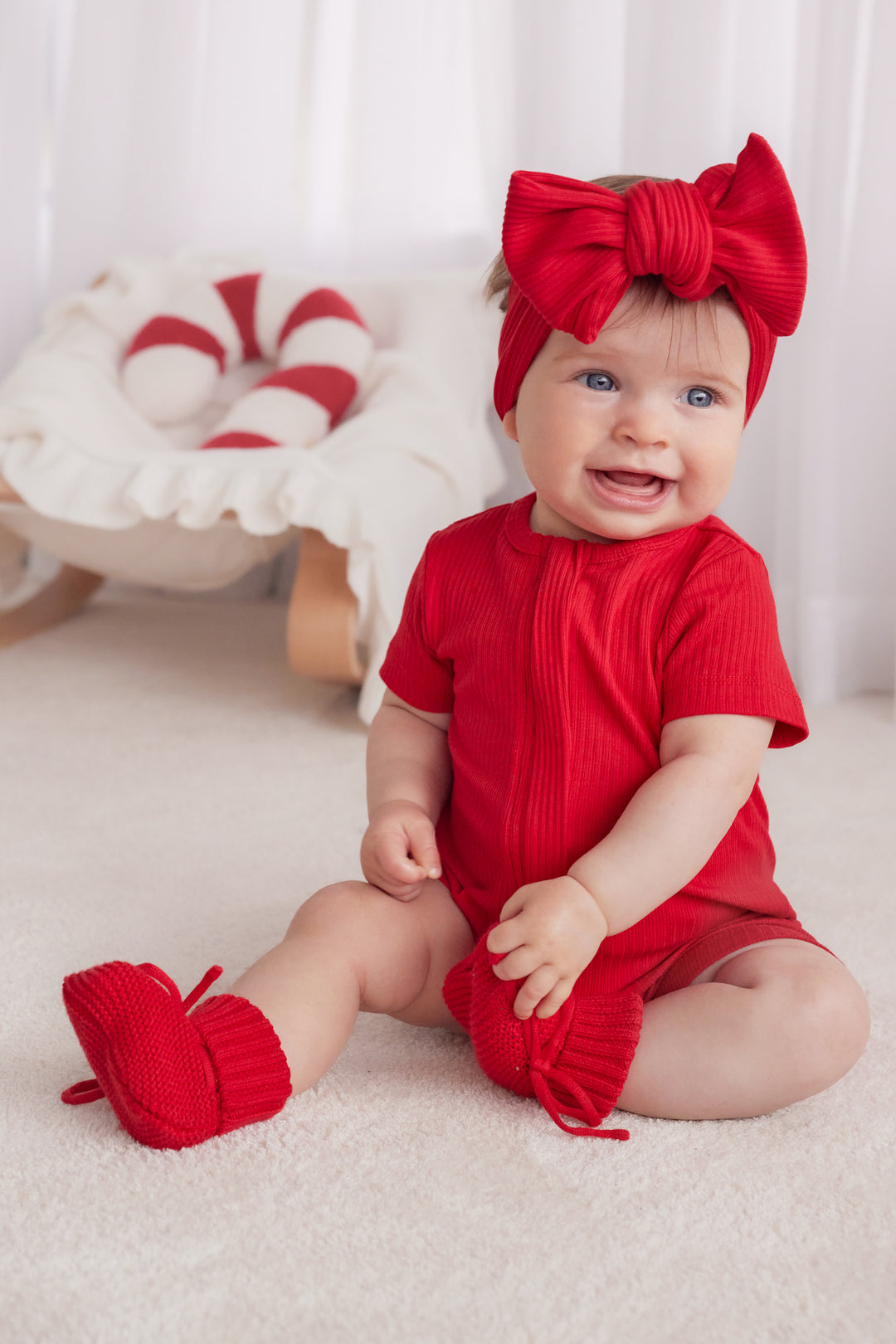 Cozy Summer Zip Romper - Red