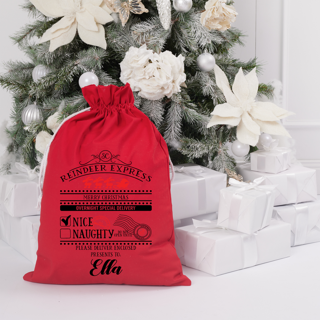 Santa Sack - Reindeer Express - Custom Name