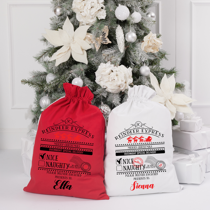 Santa Sack - Reindeer Express - Custom Name