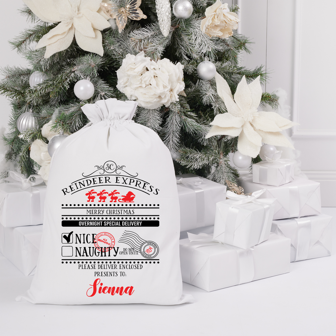 Santa Sack - Reindeer Express - Custom Name