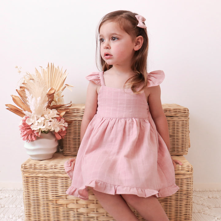 Muslin Sweetheart Dress - Rosewood