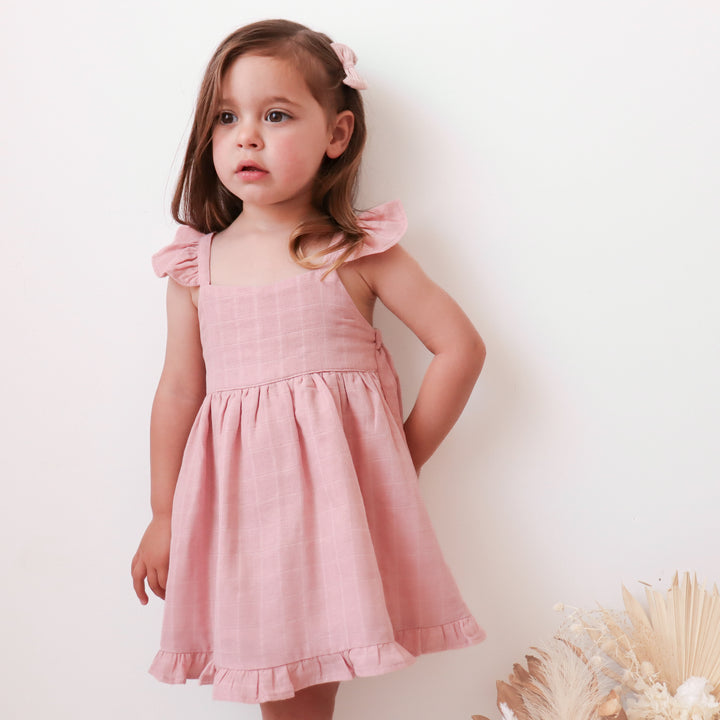 Muslin Sweetheart Dress - Rosewood