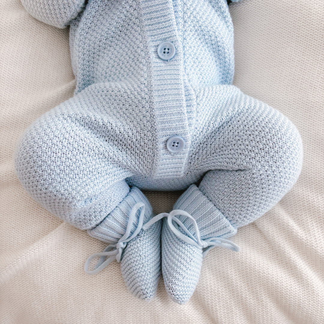 Newborn blue Knitted Booties