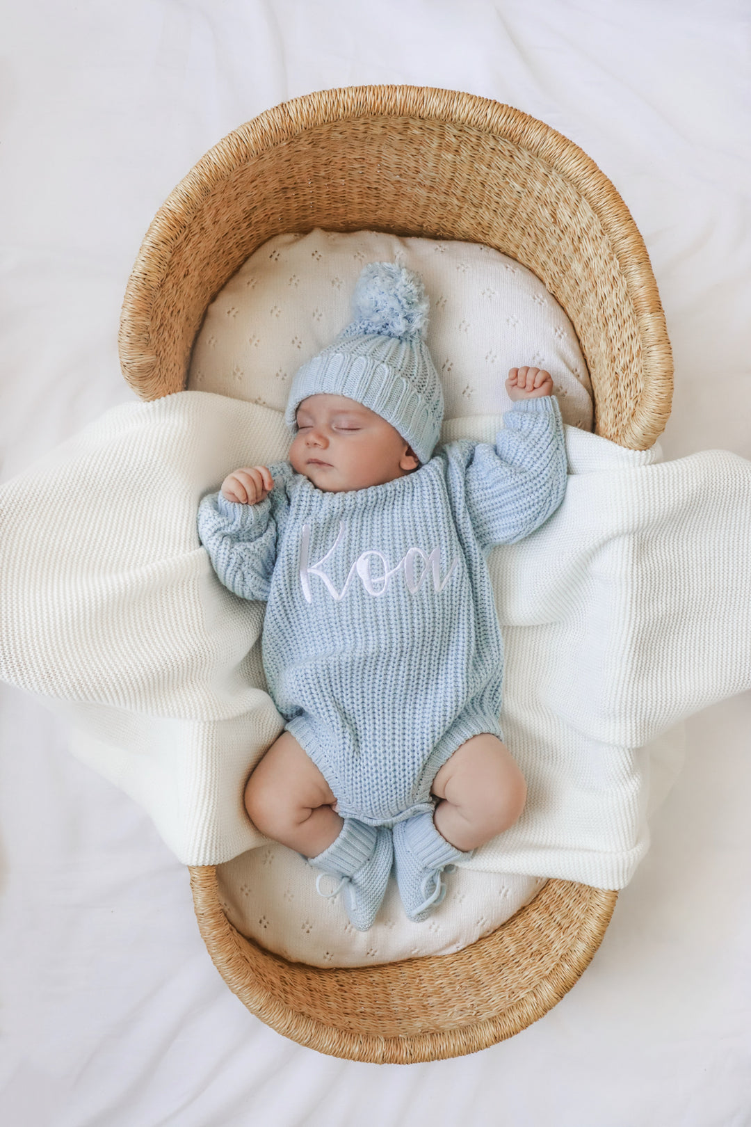 Super Chunky Knit Romper - Sky Blue