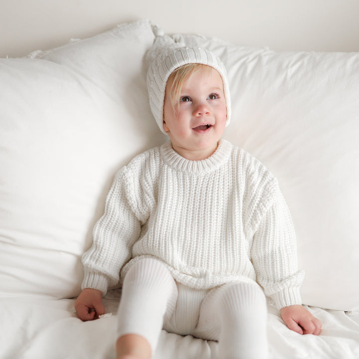 white baby kids chunky knitted jumper