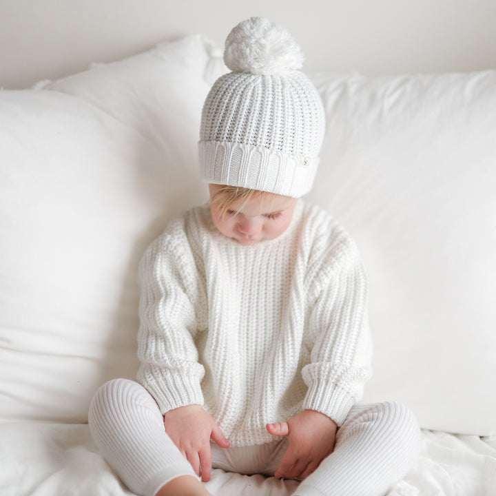 white baby kids chunky knitted jumper