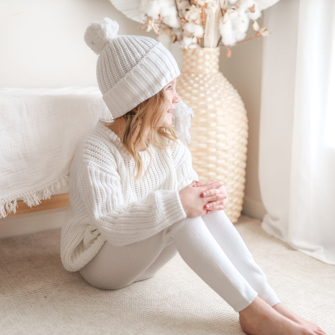 white kids chunky knitted jumper