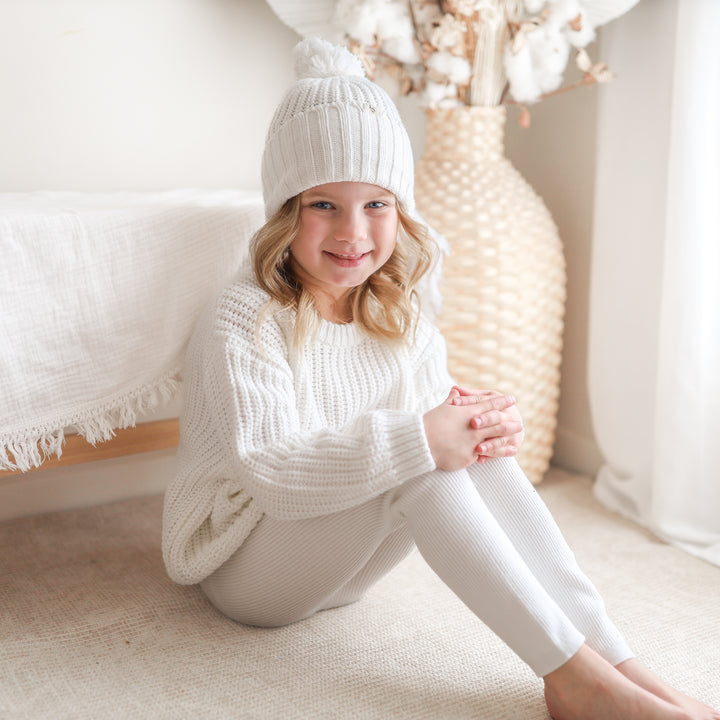 white kids chunky knitted jumper