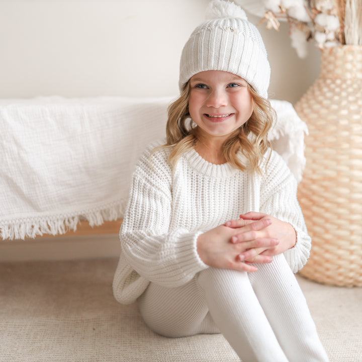 white kids chunky knitted jumper