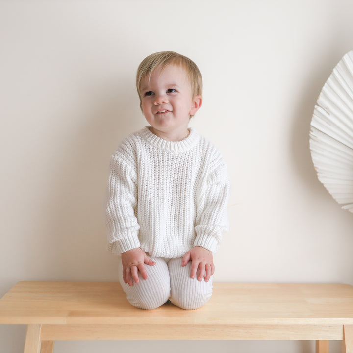 white baby kids chunky knitted jumper