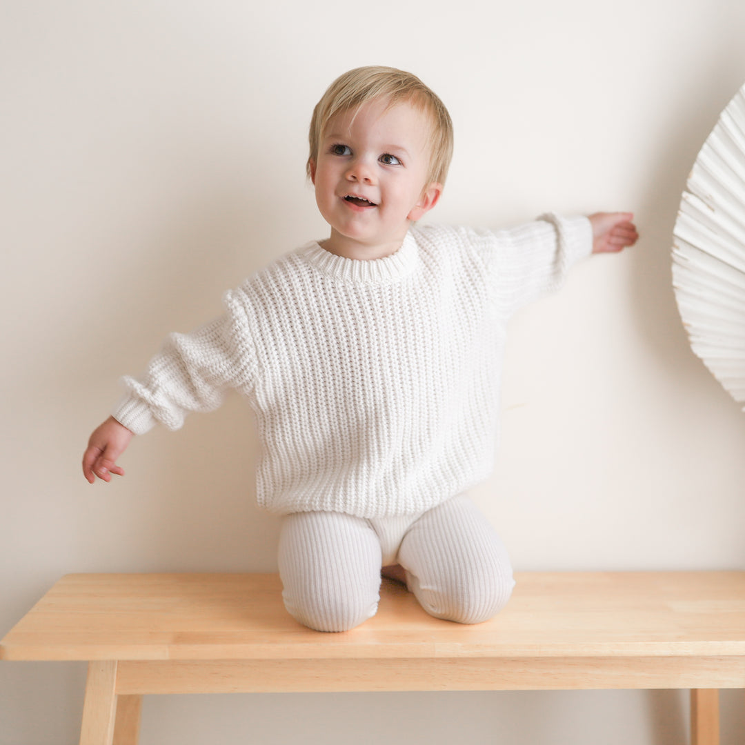 white kids chunky knitted jumper