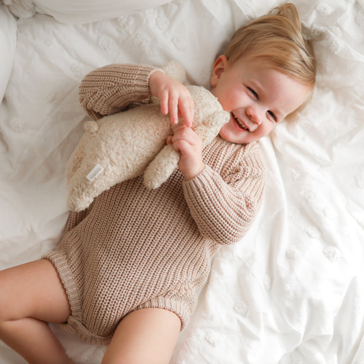 baby oat knitted long sleeve romper