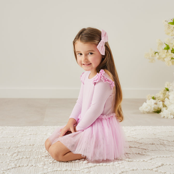 girls lilac long sleeve tutu dress