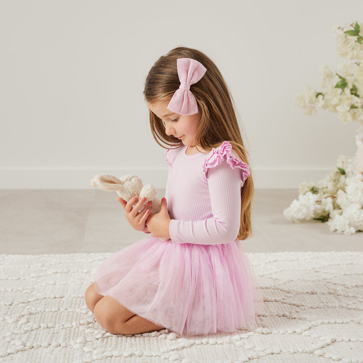 girls lilac long sleeve tutu dress