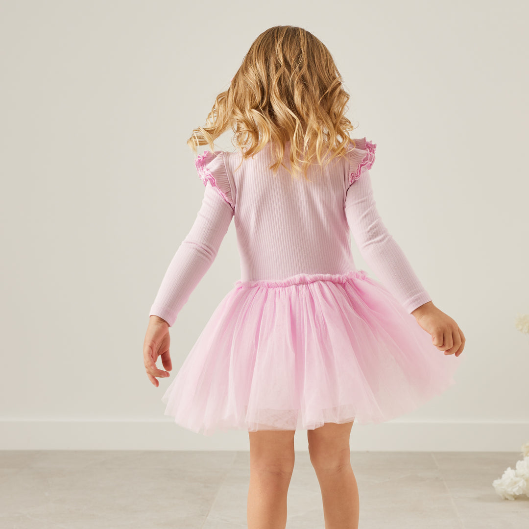 girls lilac long sleeve tutu dress