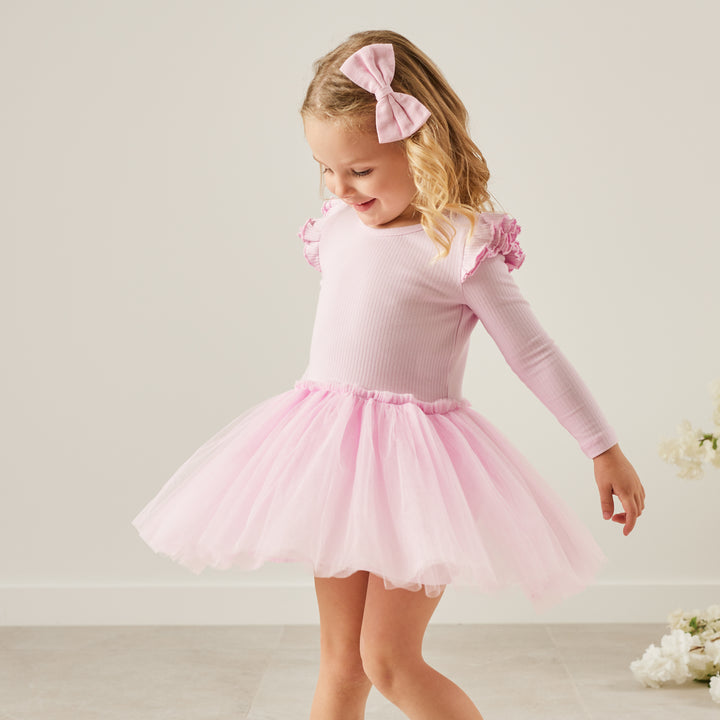 girls lilac long sleeve tutu dress