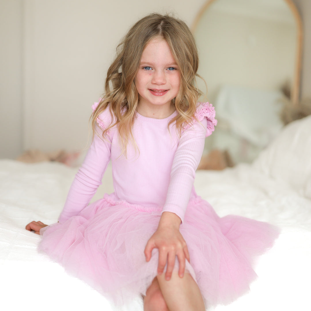 girls lilac long sleeve tutu dress