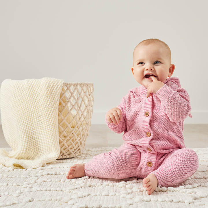 Bear Knitted Romper - Tulip