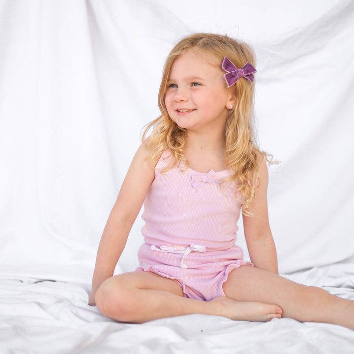 Dainty Waffle Singlet & Shorties Set - Sweetest Lilac