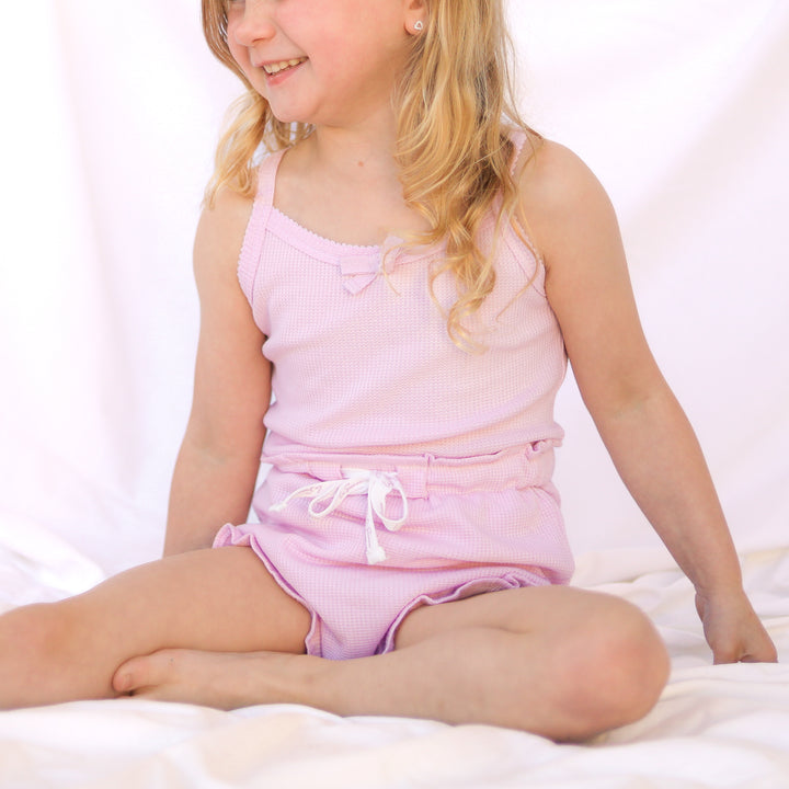 Dainty Waffle Singlet & Shorties Set - Sweetest Lilac