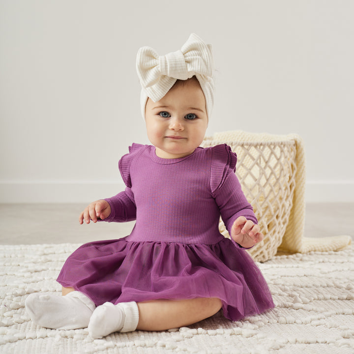 Cozy LS Tutu Dress - Wild Berry