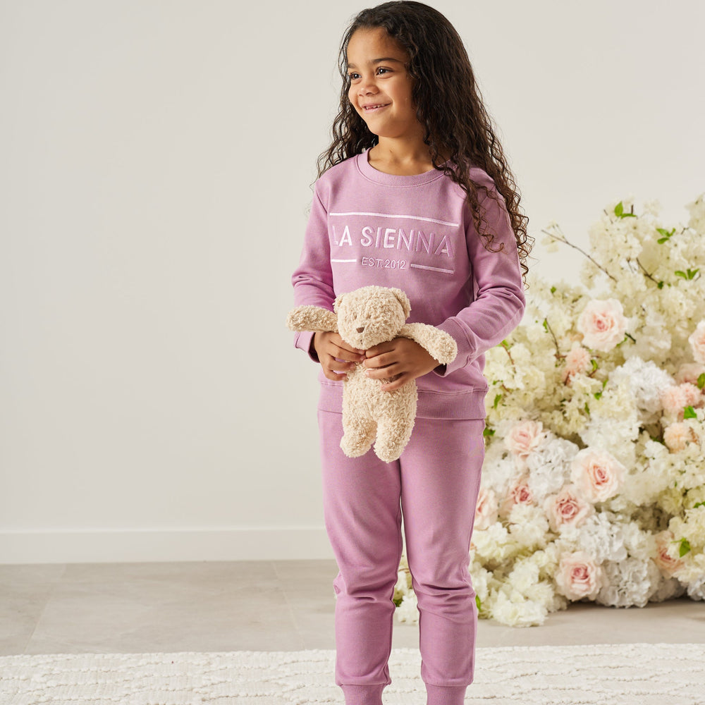 wild orchid purple girls tracksuit set with logo