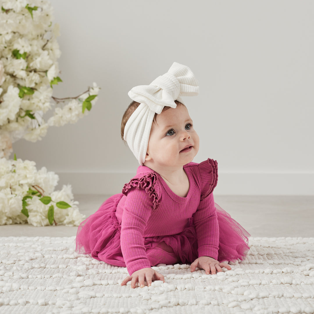 Cozy LS Tutu Dress - Raspberry