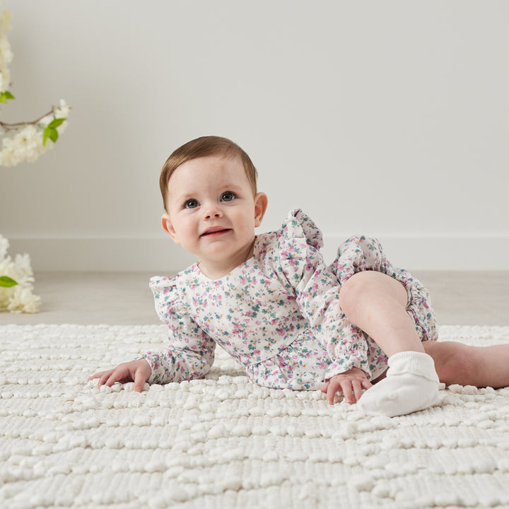 Muslin LS Bubble Romper - Wren