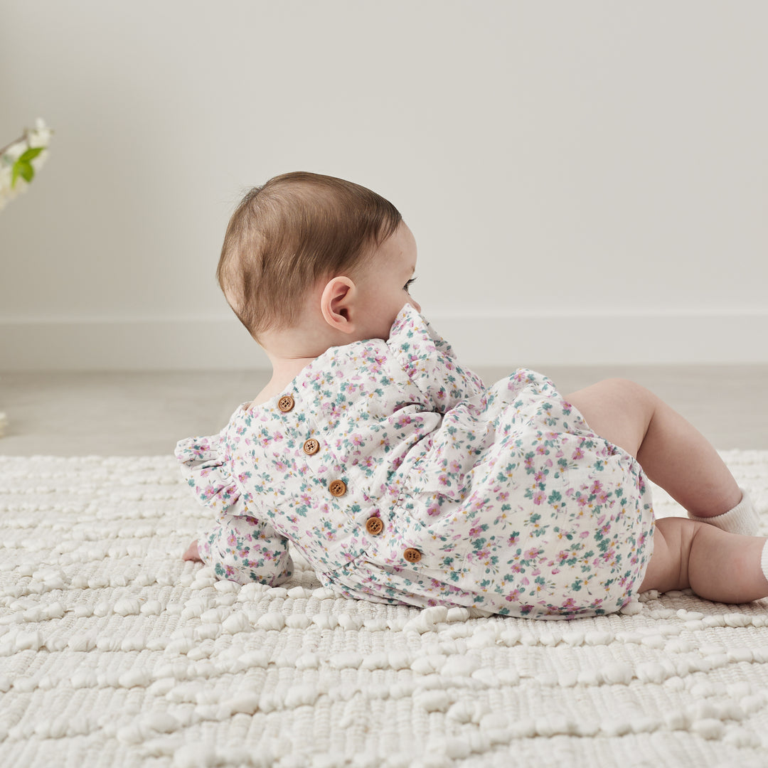 Muslin LS Bubble Romper - Wren