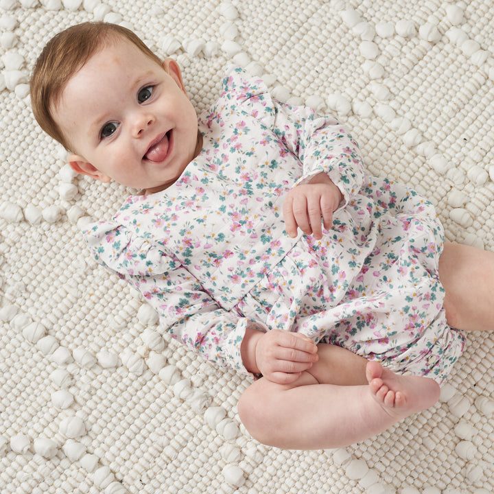 Muslin LS Bubble Romper - Wren