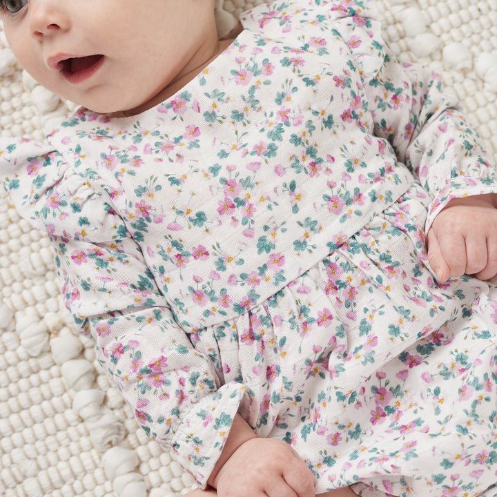 Muslin LS Bubble Romper - Wren