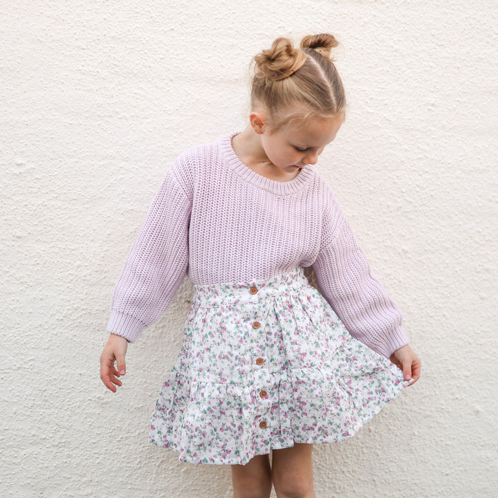 Girls floral skirt with buttons