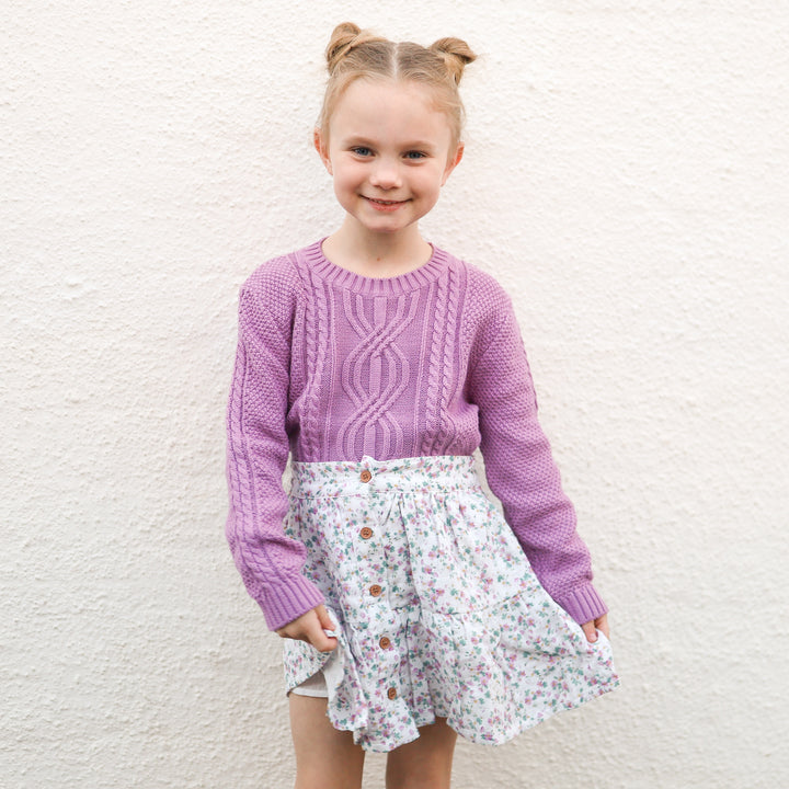 Girls floral skirt with buttons