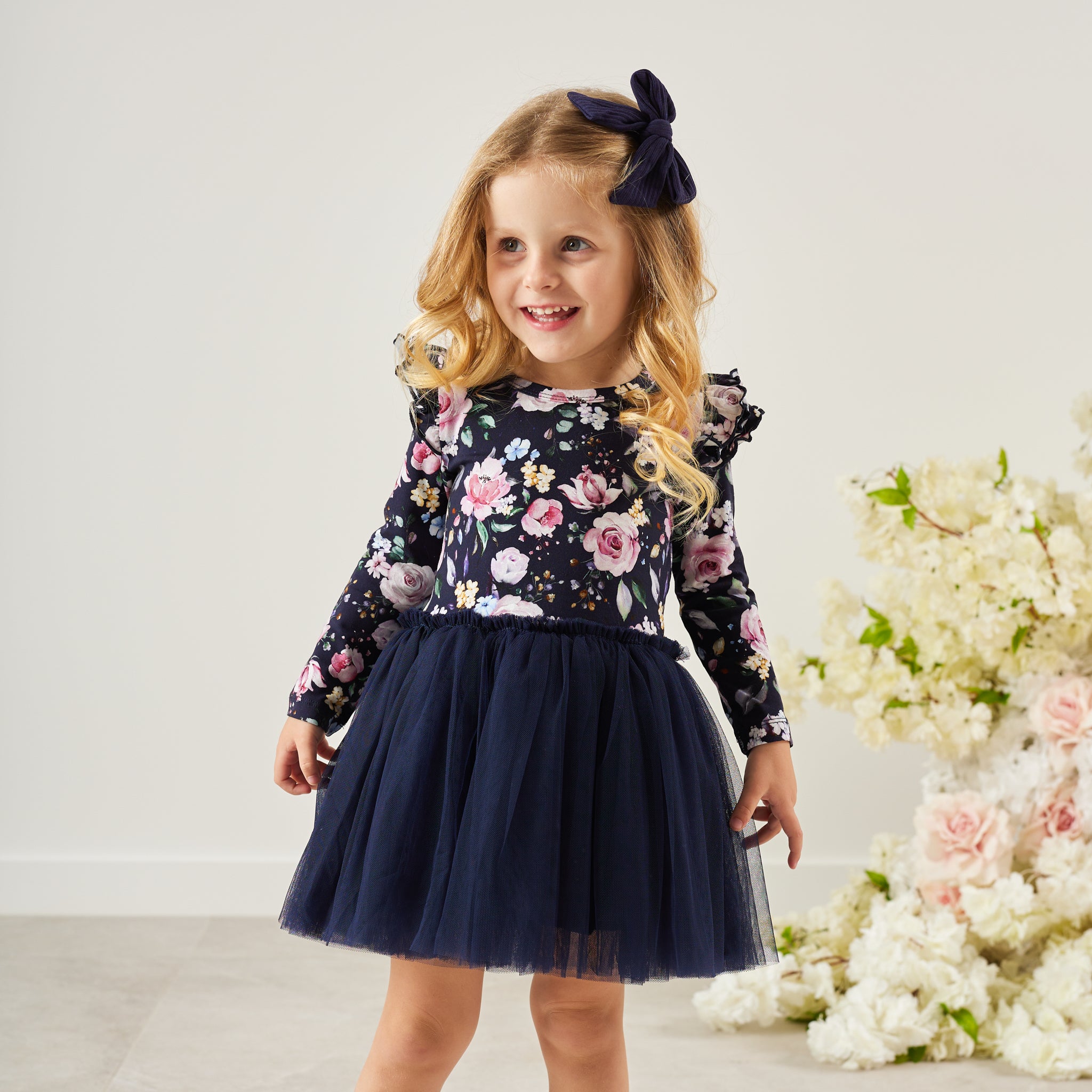 Girls long shop sleeve tutu dress