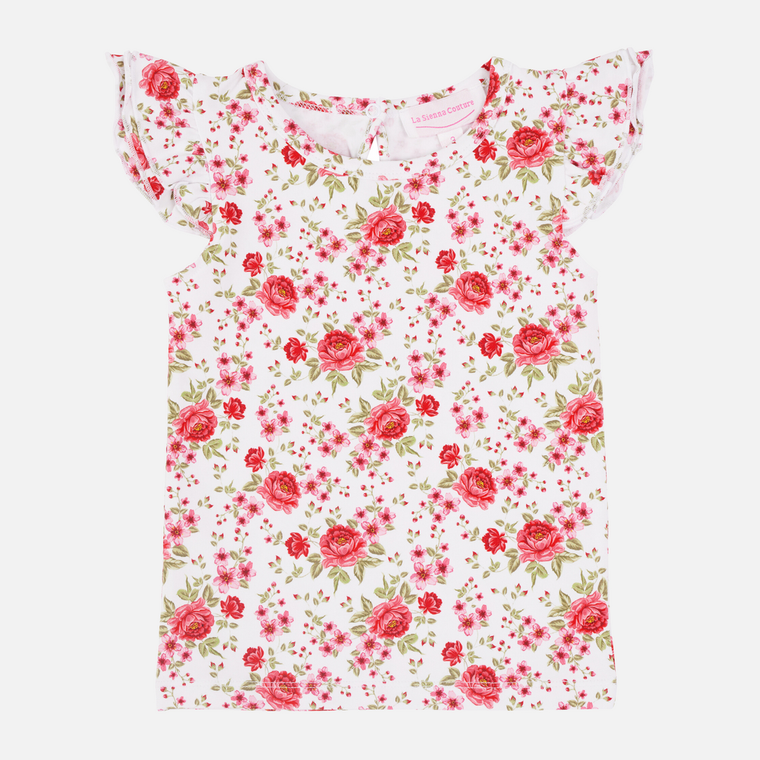 Floral Short Sleeve Flutter - Angelica