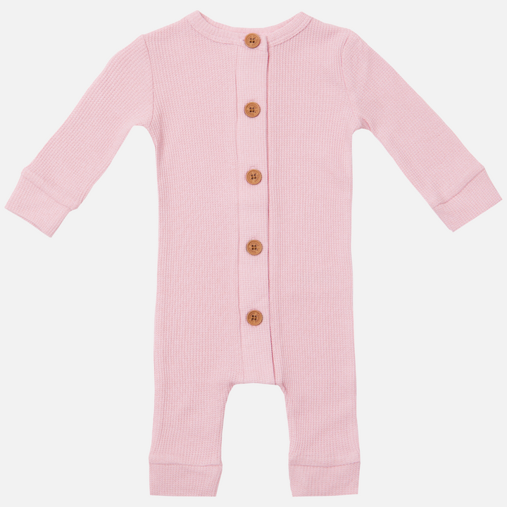 Long Sleeve Waffle Louie Romper - Antique Rose