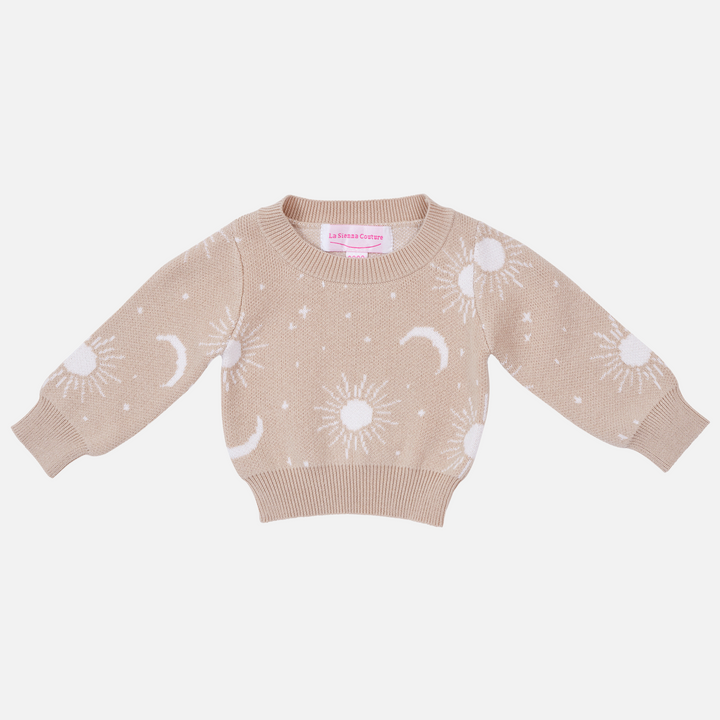 baby kids oat sun & moon long sleeve knitted jumper