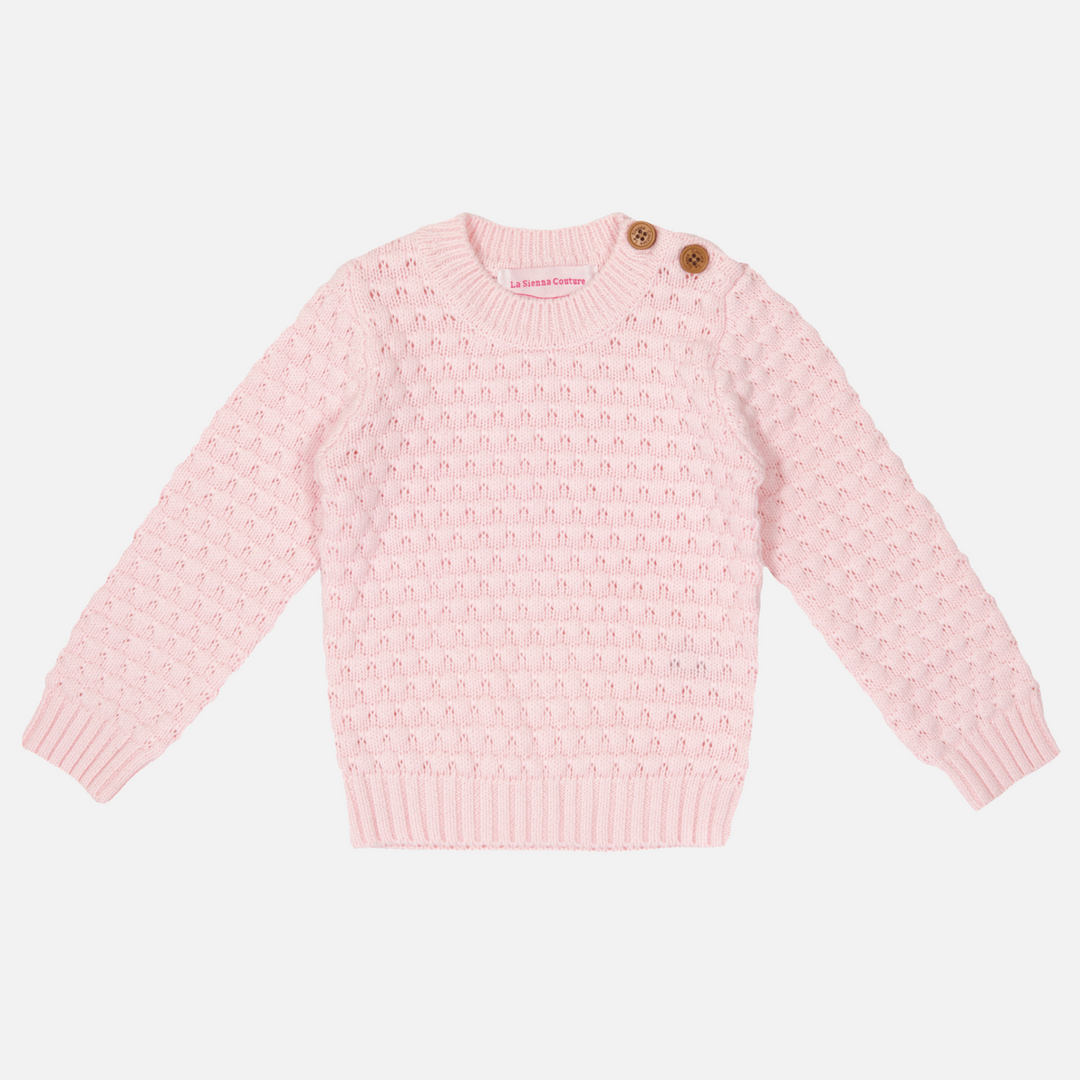 baby pink girls bubble knitted jumper