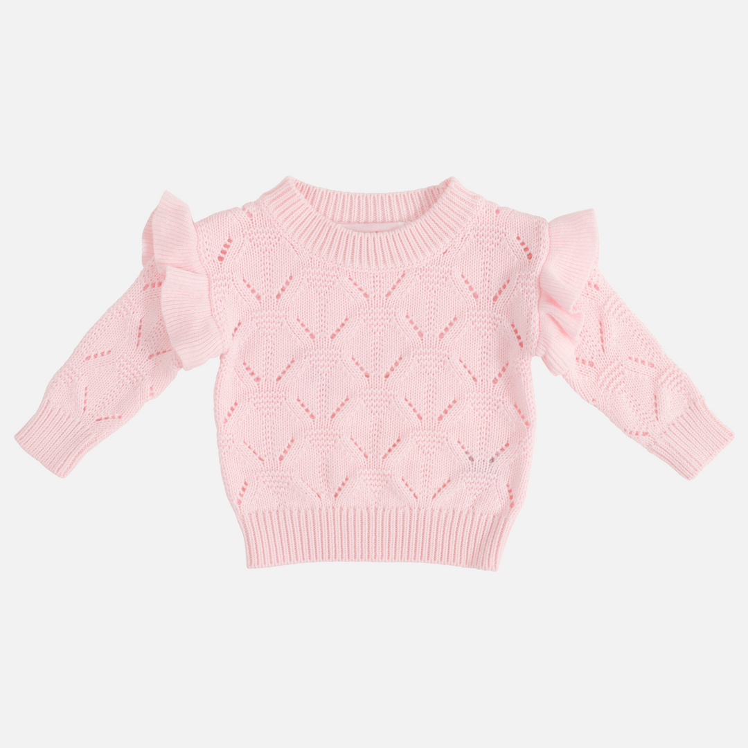 baby girls long sleeve pink knit top