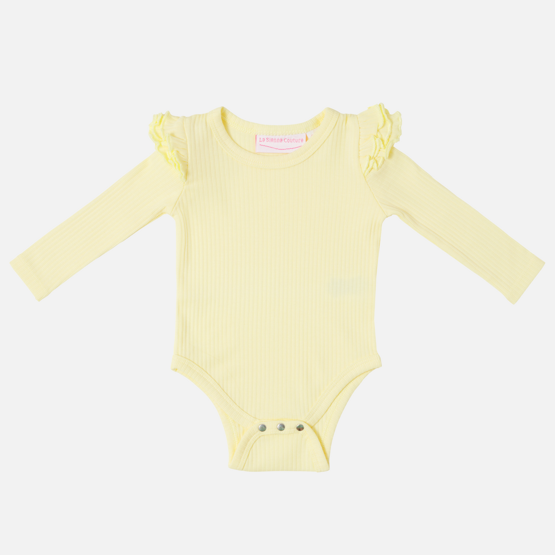 baby girl yellow long sleeve bodysuit