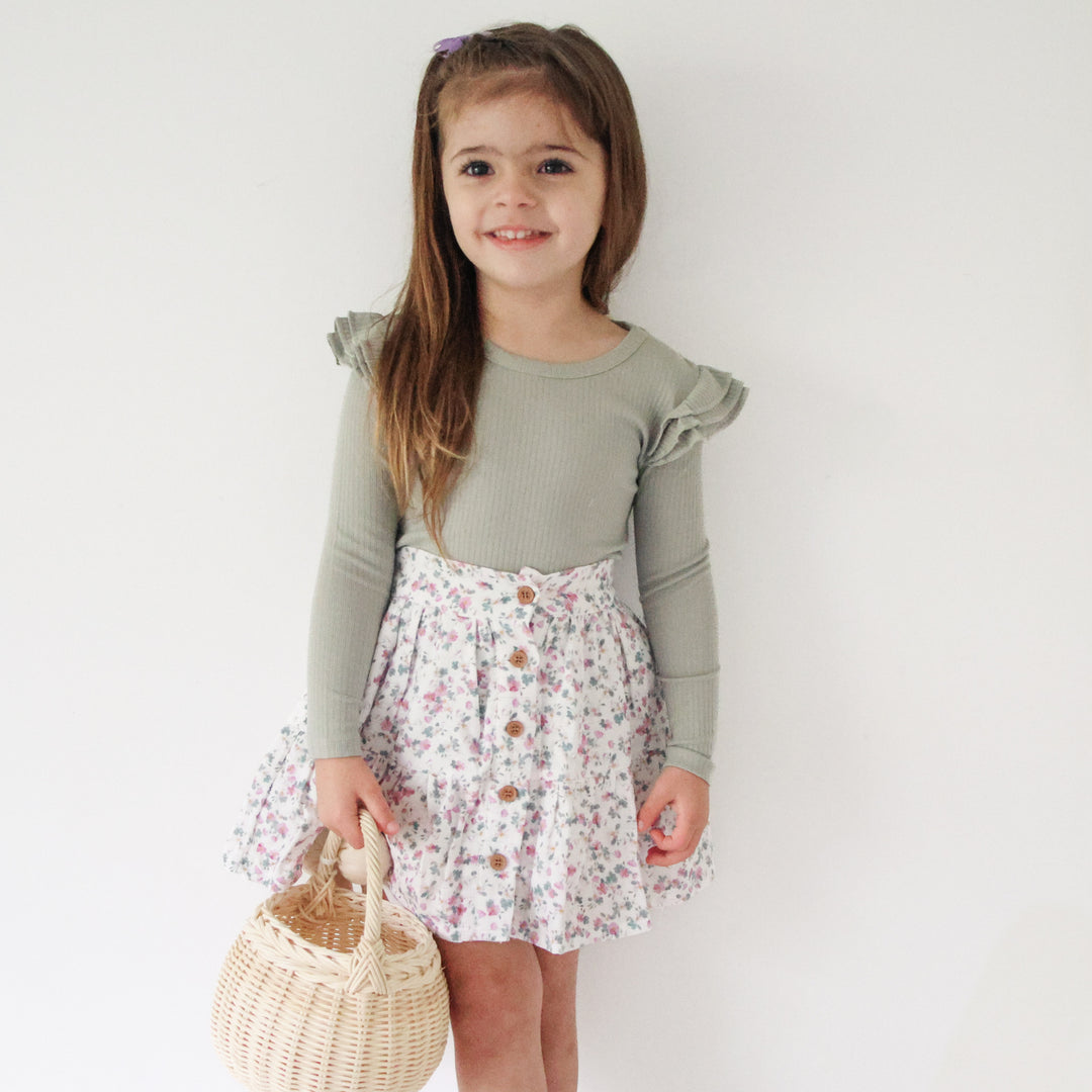 Girls floral skirt with buttons