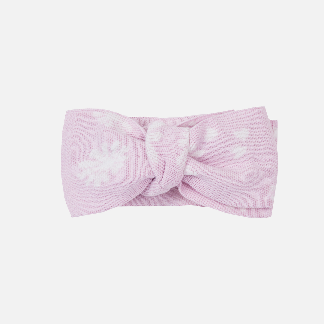 baby girls lilac blossom print knitted headwrap