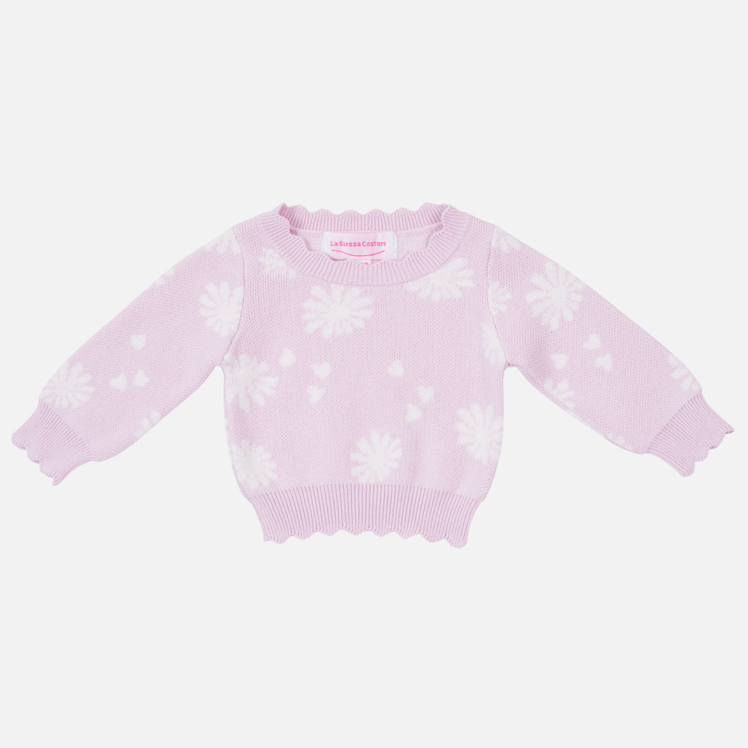 baby girls lilac knitted blossom print jumper 