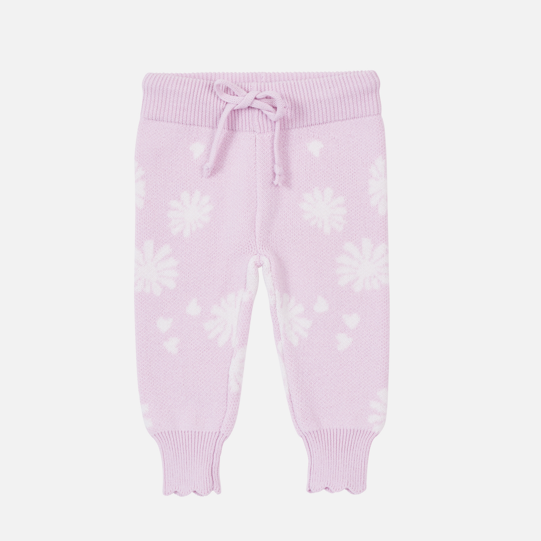 baby girls lilac knitted blossom print pants 