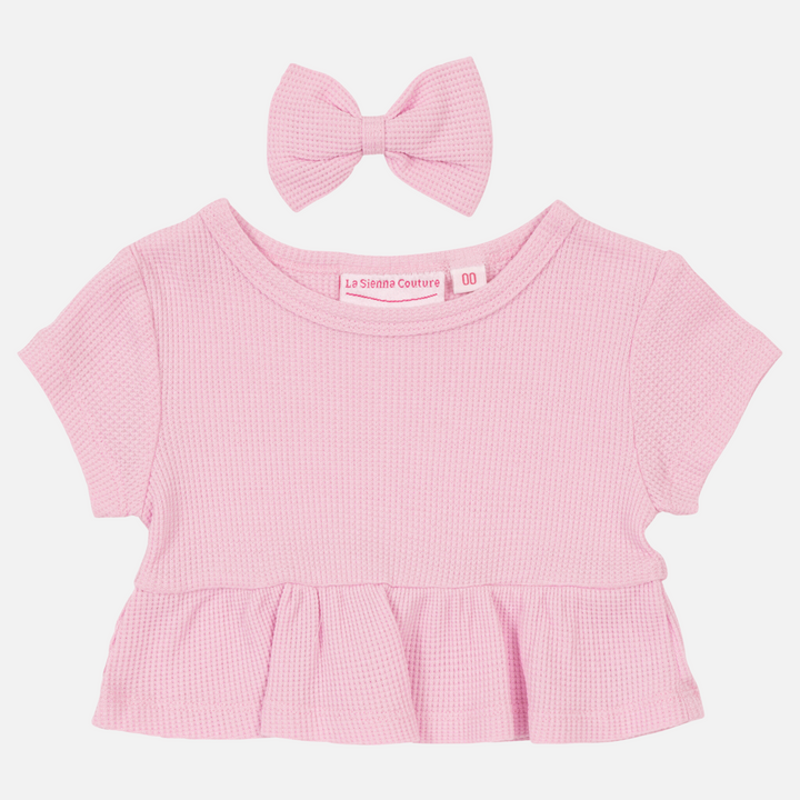 Ruffle Waffle Top - Pink Blossom