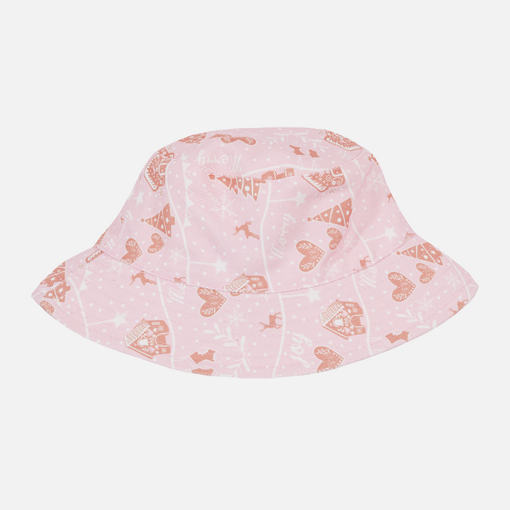 Reversible Summer Hat - Pink Christmas Village