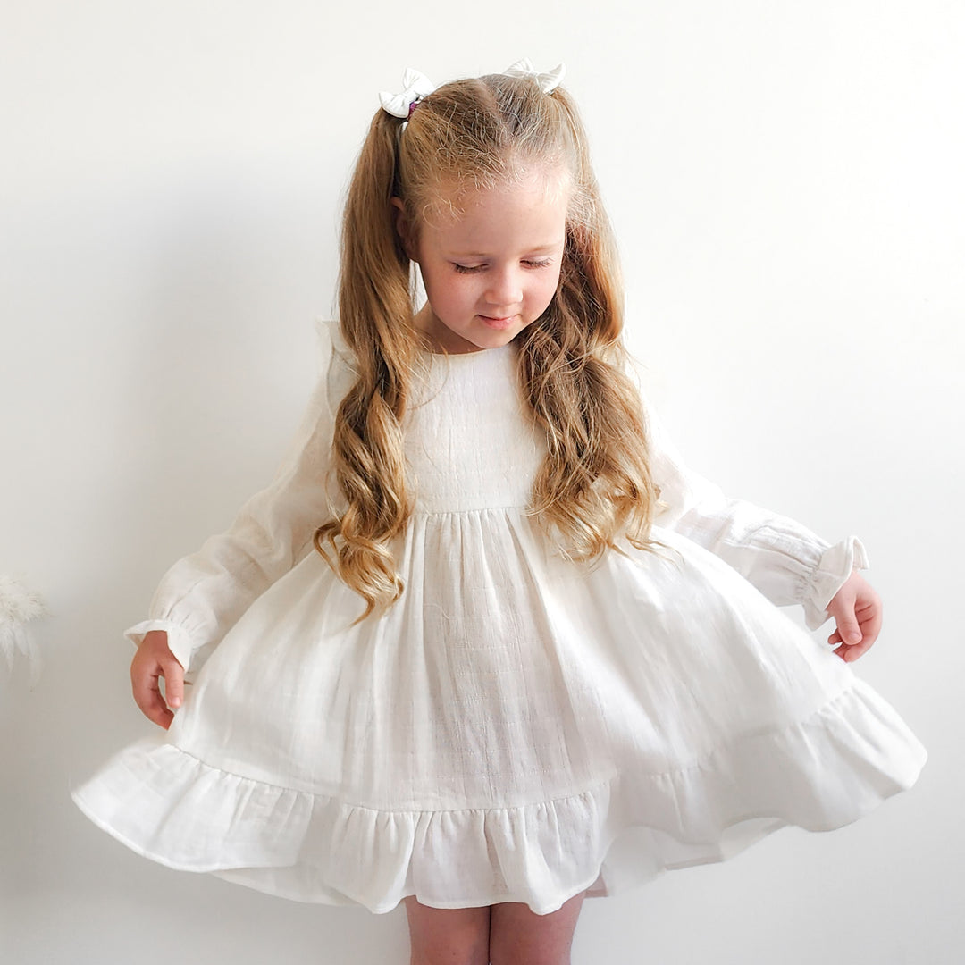 White girls birthday christening dress