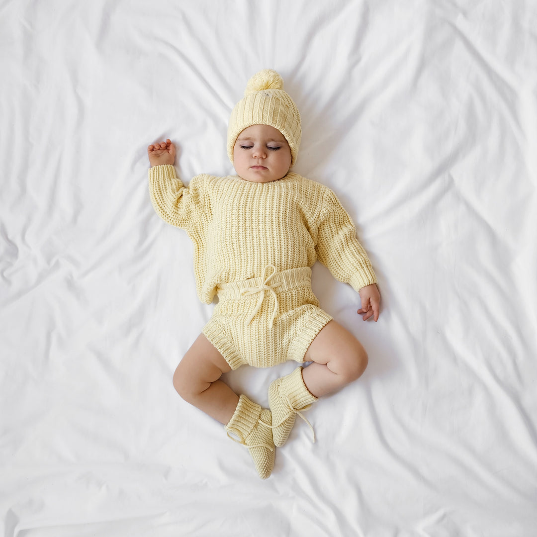 yellow baby kids chunky knited jumper